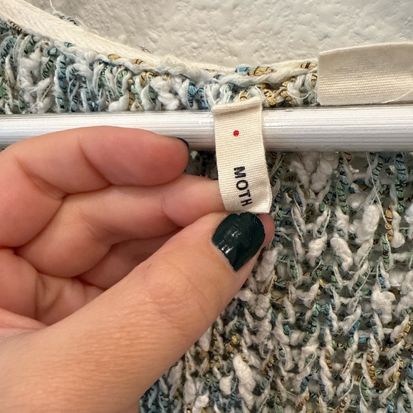 Anthropologie MOTH Hooded Open Knit Cardigan Sweater Size M - Picture 5 of 6